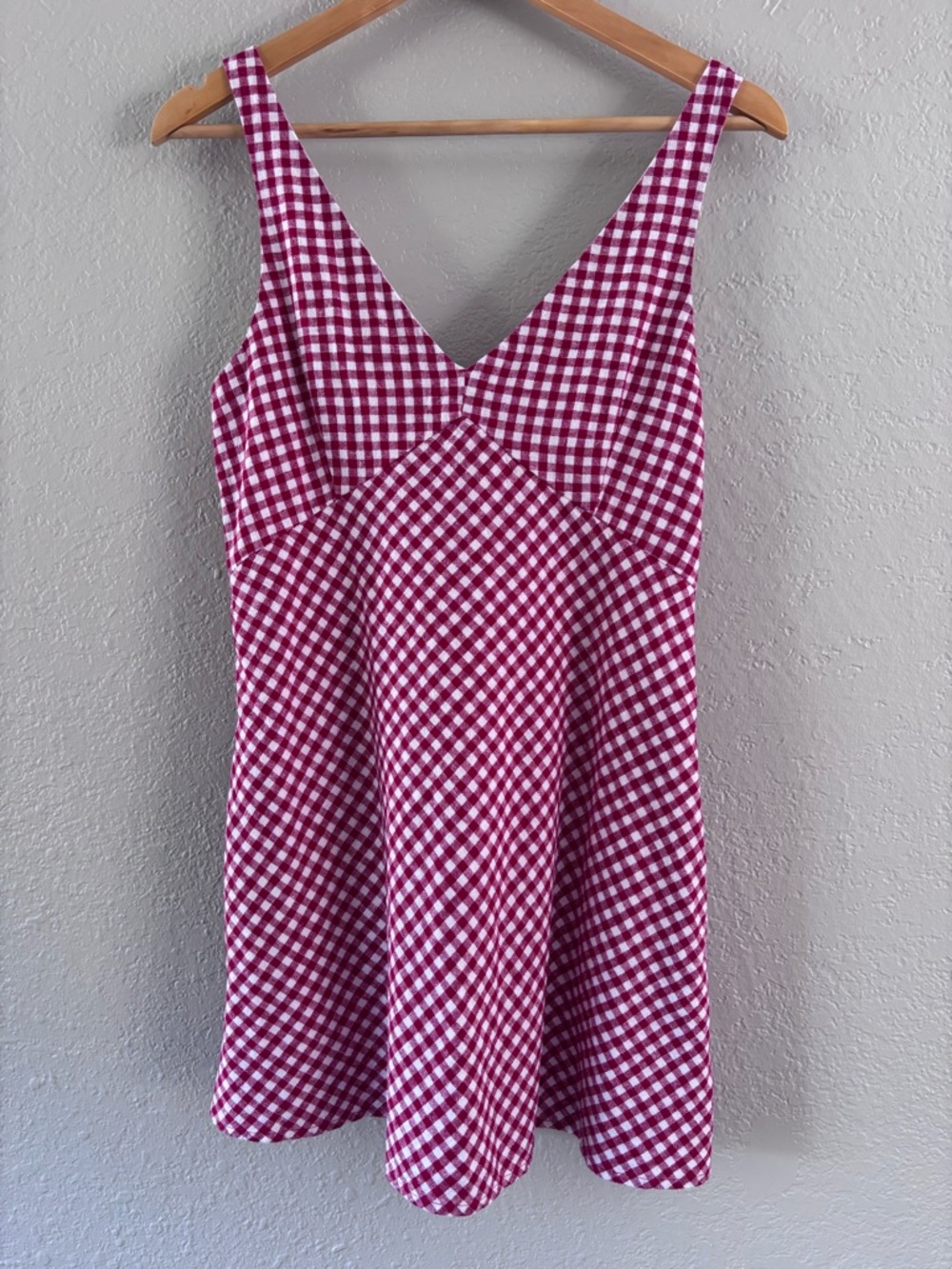 Abercrombie & Fitch Linen Blend Red & White Mini Gingham Dress